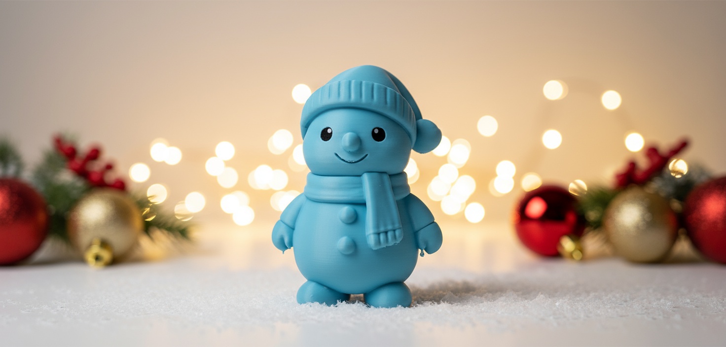 Simple Snowman in Hat and Scarf Holiday Figure