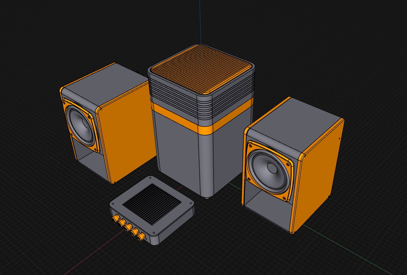 2.1 Sub Speakers and AMP by whatthefilament Download free STL model