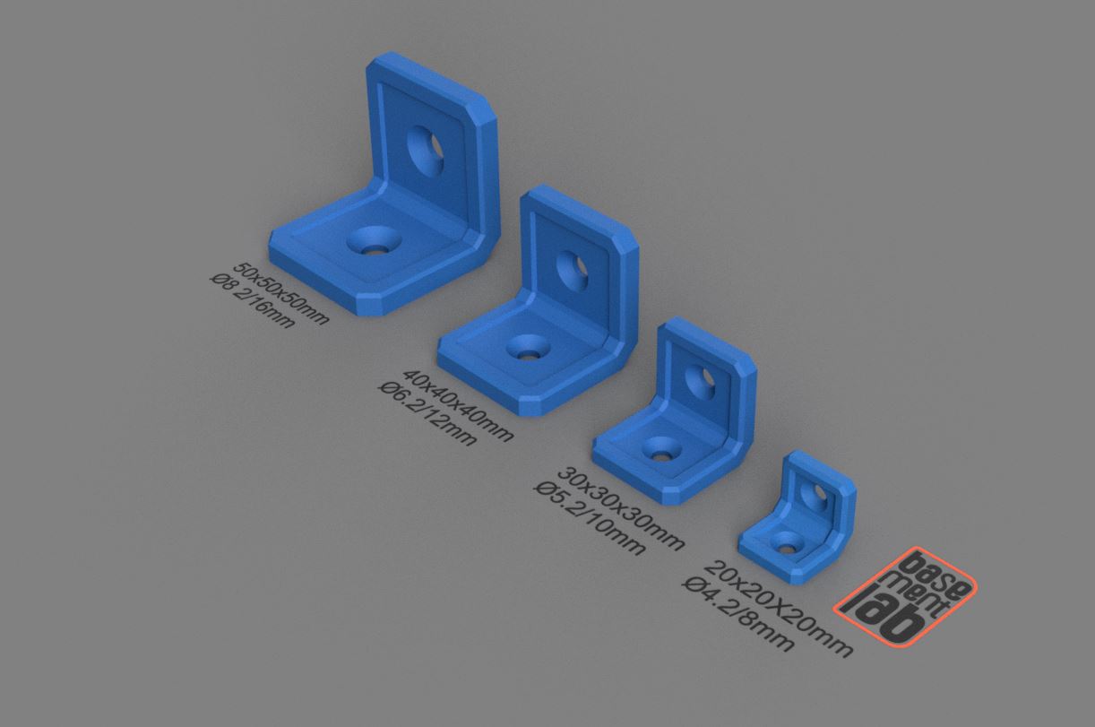 Sturdy Corner Bracket - Ribbed - HEAVY-DUTY - 2020 / 3030 / 4040 / 5050 V/T-Slot Profile — miniatura 3