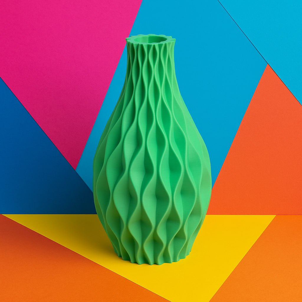 Green Waveform Vase