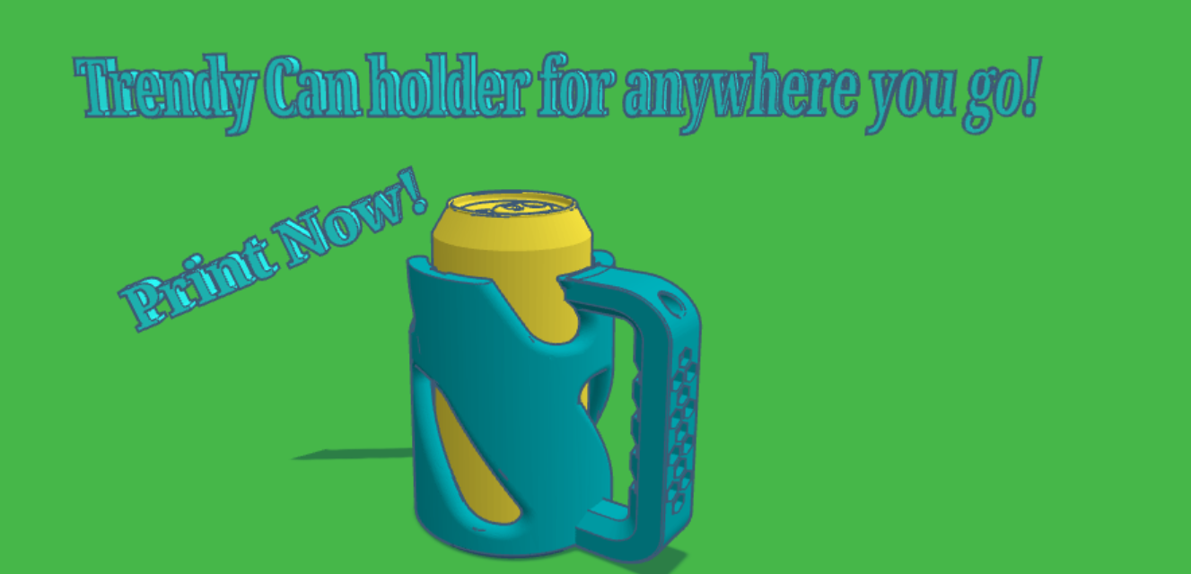Trendy can holder for coke, pepsi, beer and more.
