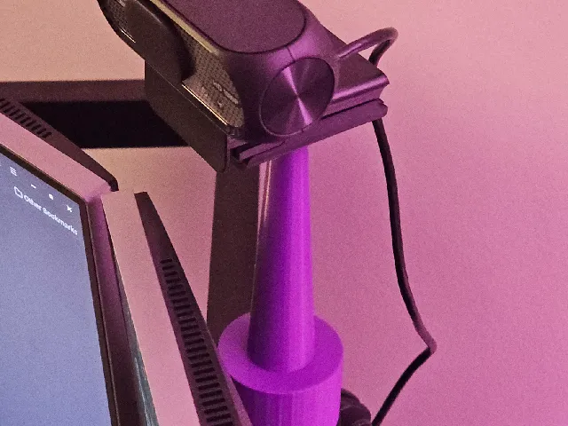 Monitor stand pole webcam mount