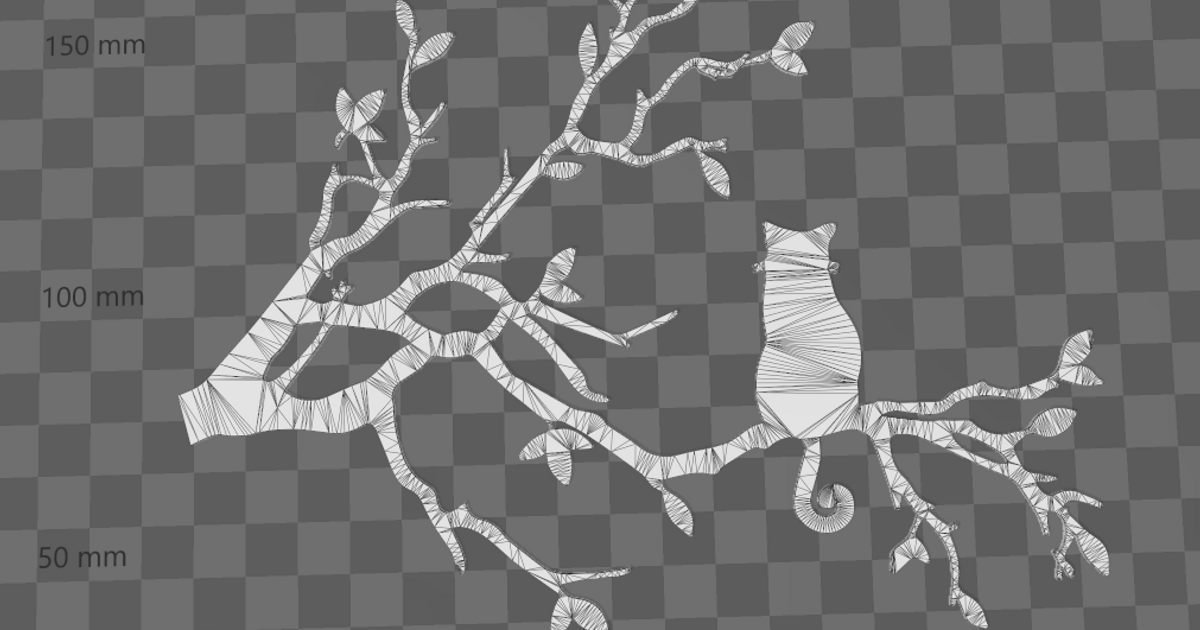 Cat on a Branch Silhouette by Fritzinator Download free STL model