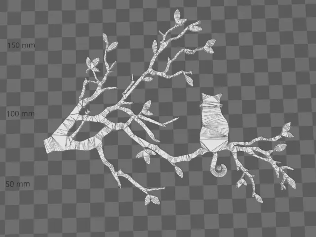 Cat on a Branch Silhouette