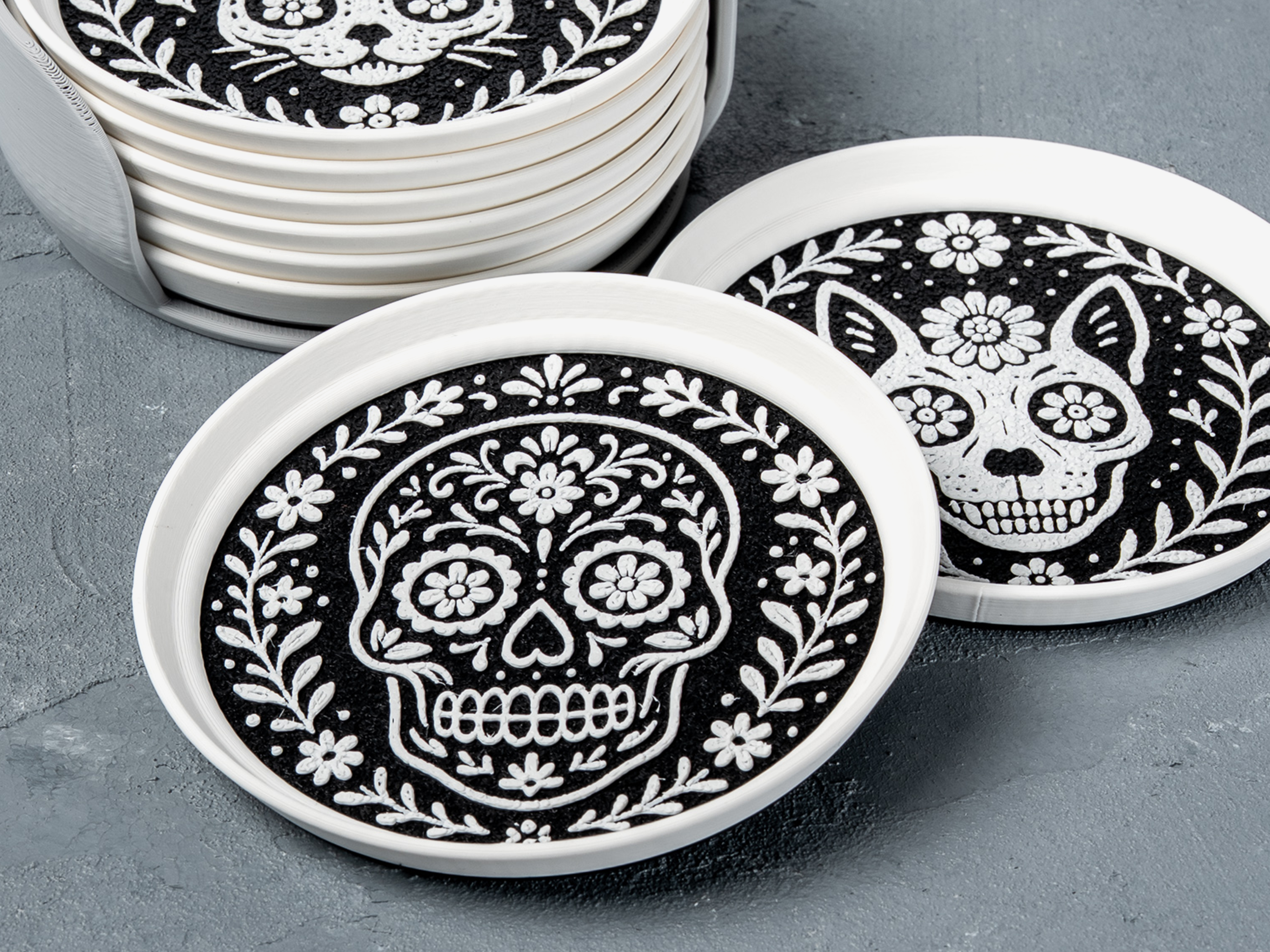 Ornamental Skull Stackable Coasters