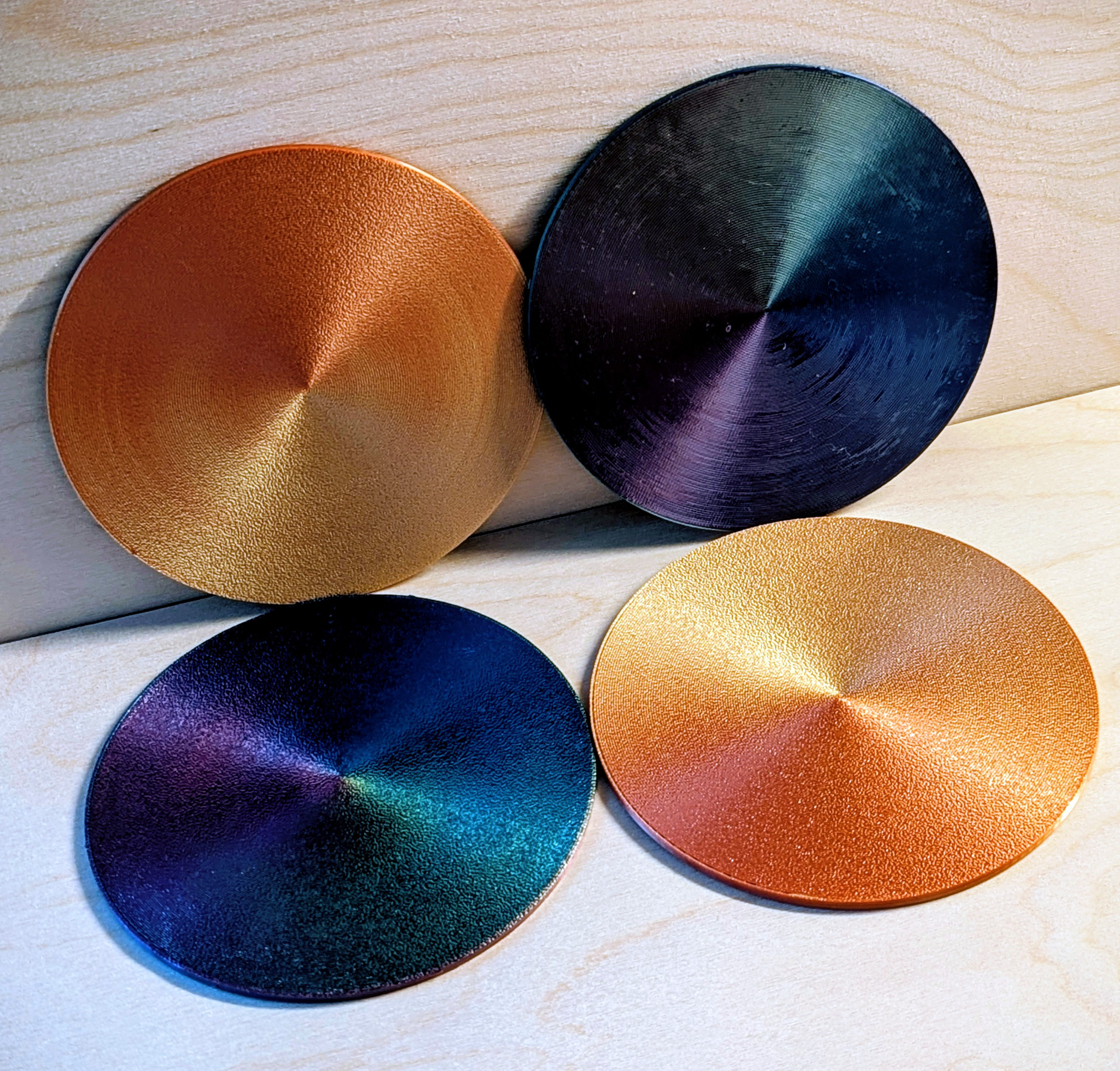 Festive Color-Shifting Coasters & Holder – Spiral Print for Multicolor Filaments