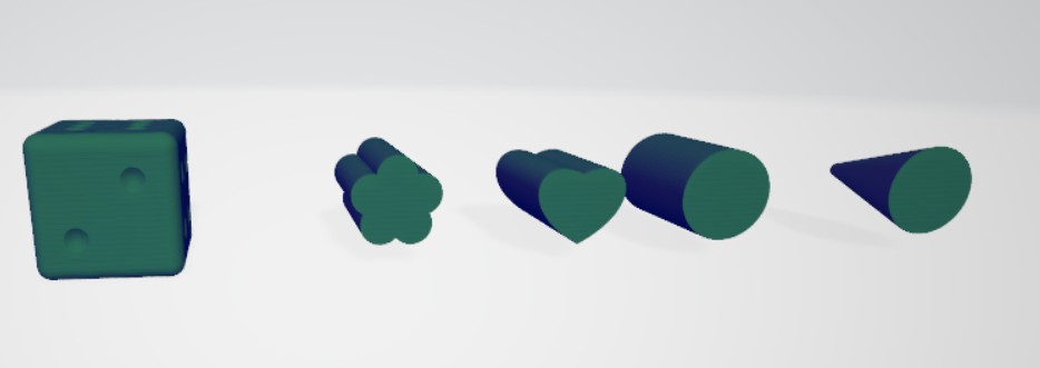 Diseño 3D de figuras geométricas con dado 3D model