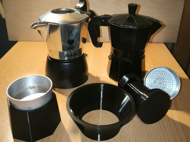 Moka Pot Funnel, Basket holder and Tamper (2 cup & easily scalable)
