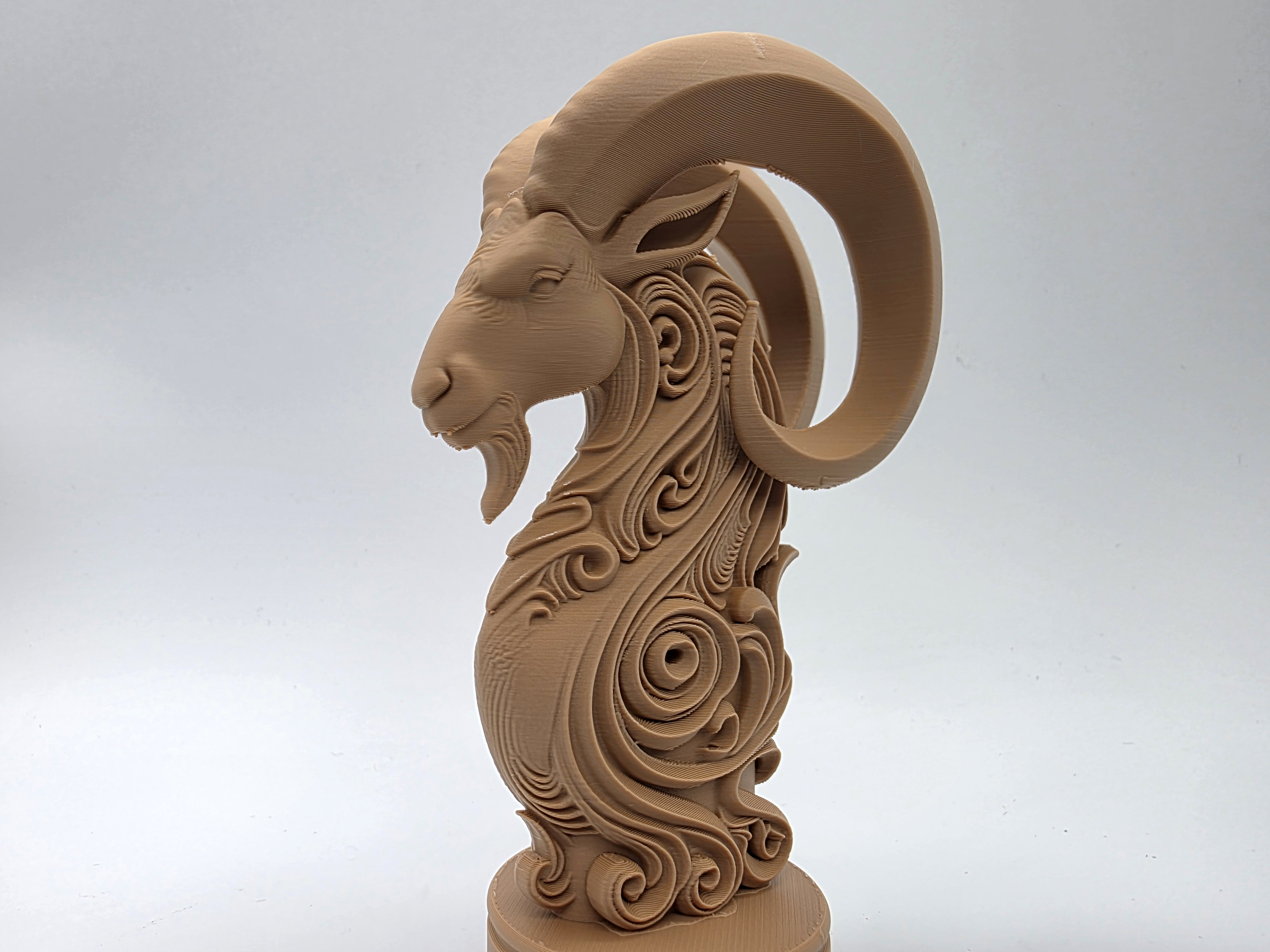 Ornately Carved Capricorn Bust
