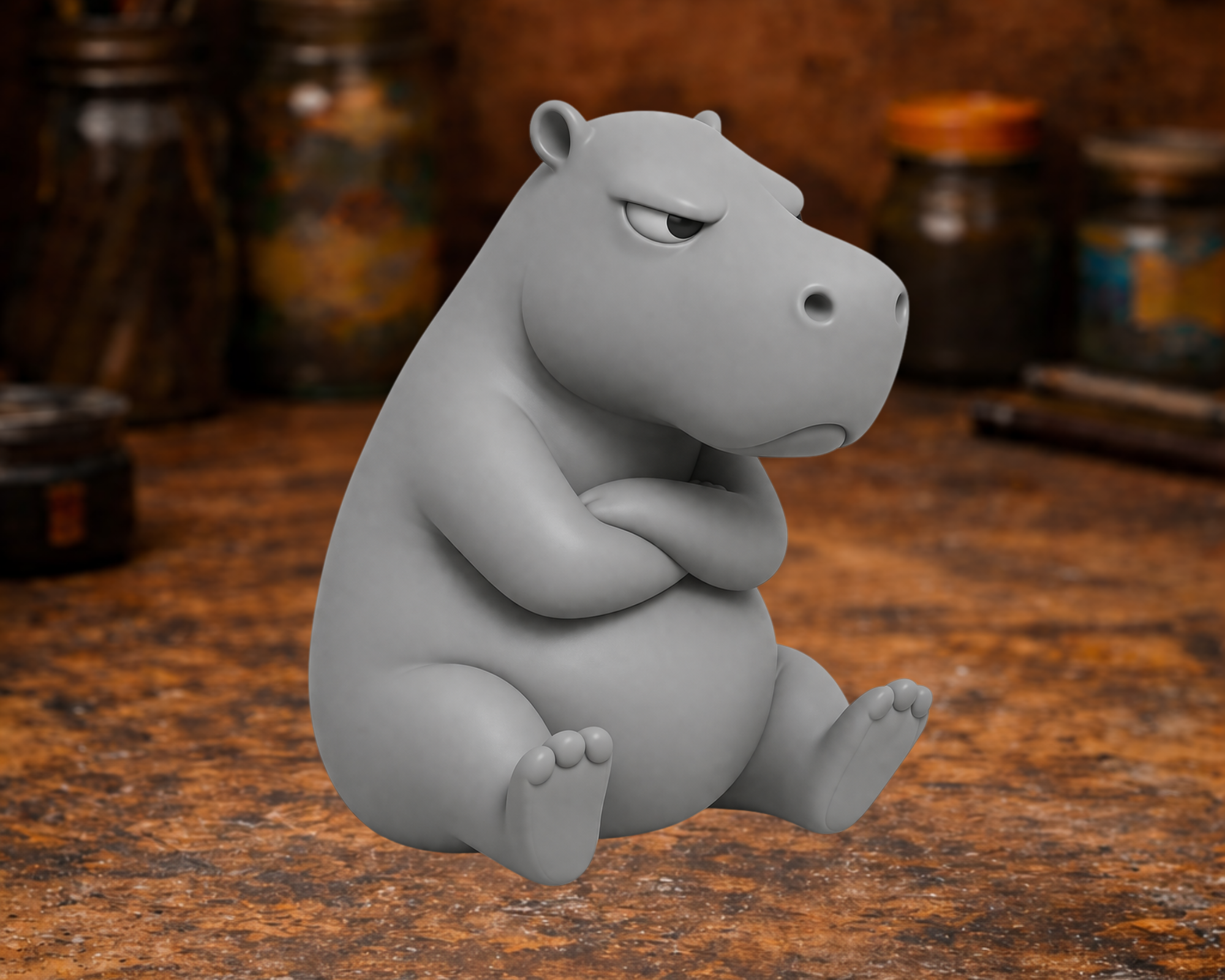 Grumpy Capybara Figurine