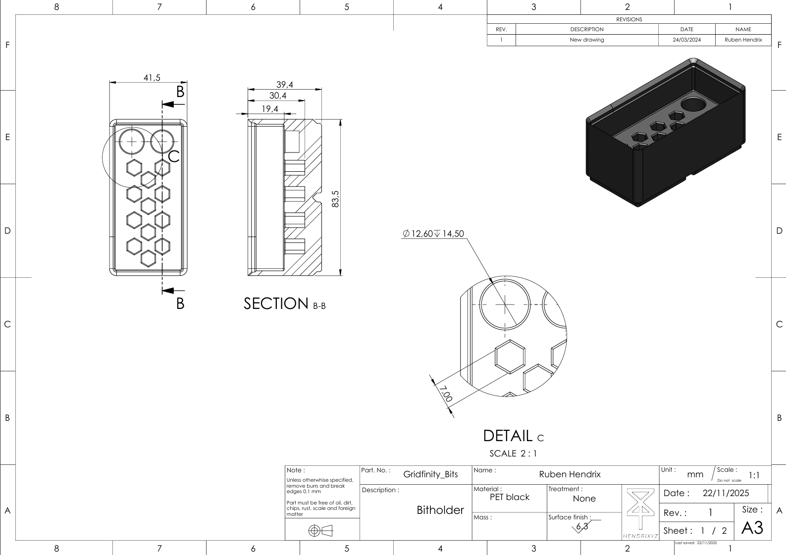 Miniatura 3 do modelo 3D Gridfinity bit storage box