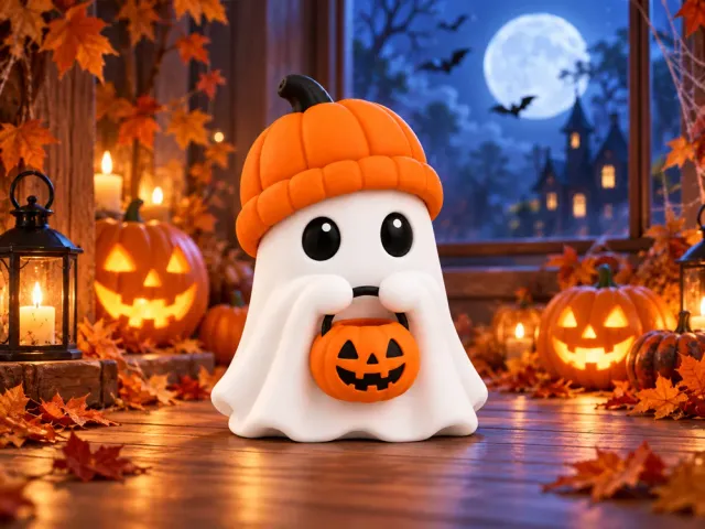 Boo Ghost with Pumpkin Hat