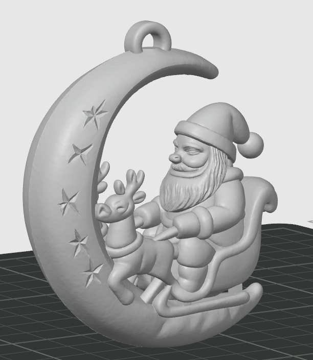 Santa on the Crescent Moon – Holiday Ornament