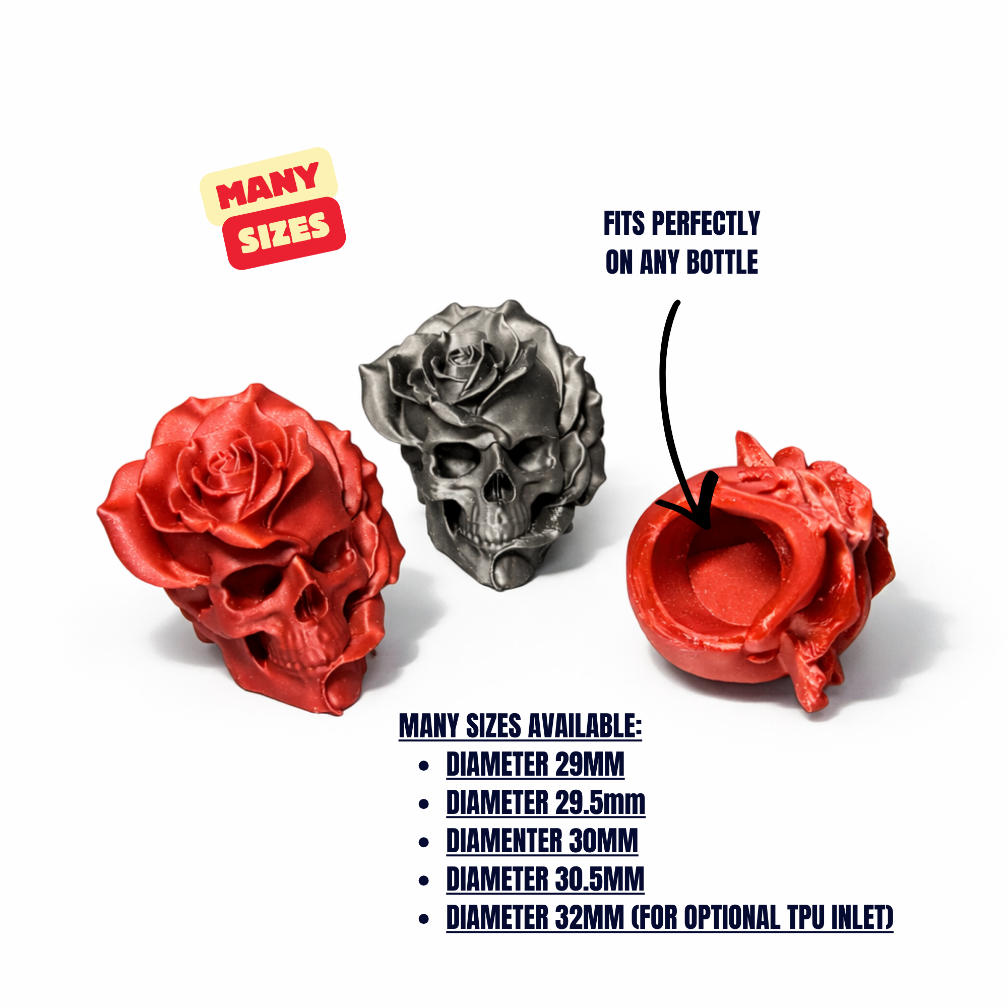 SKELETON HEAD ROSE - WINE BOTTLE LID / THE PERFECT WINE BOTTLE GIFT UPGRADE / PRESENT / GOTHIC — miniatura 7