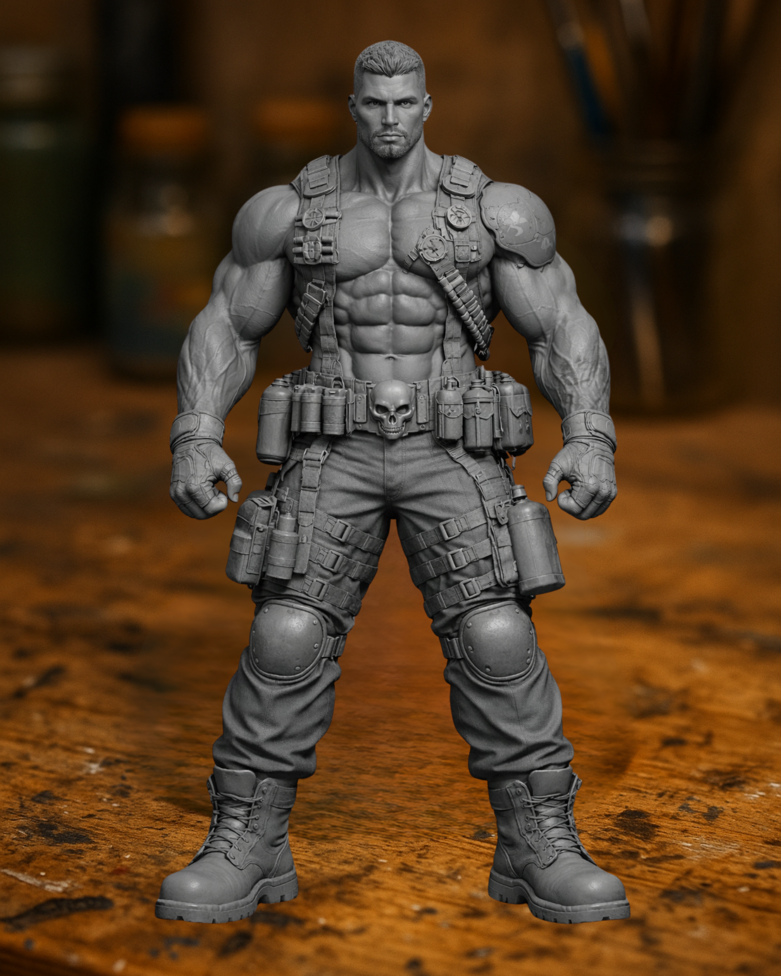 Tactical Soldier Statue – Muscular Special Forces Warrior