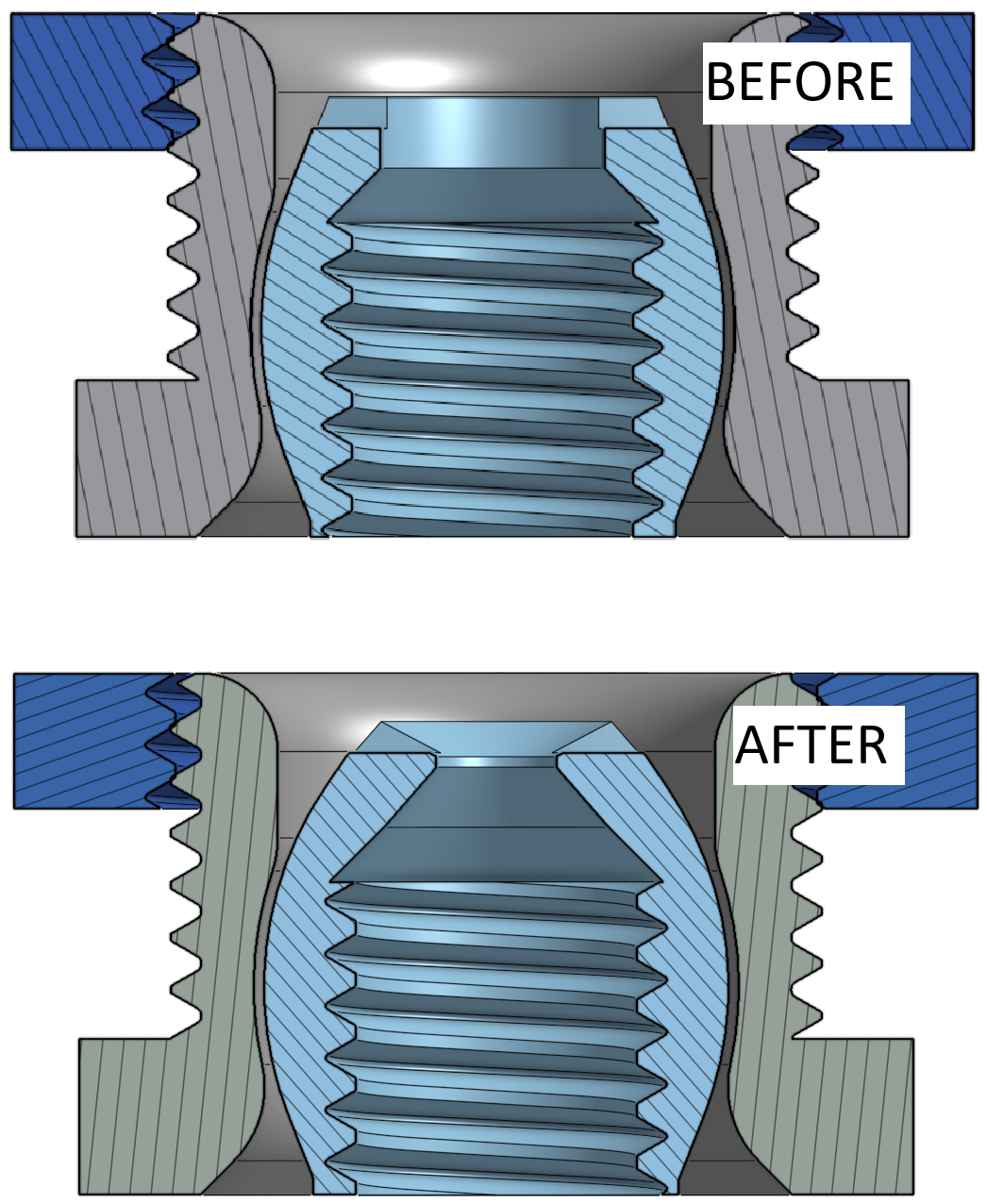 spherical port inner with restricted ptfe bore exit