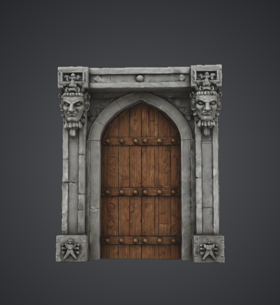 Medieval Stone Archway Door – Gothic Castle Entrance Terrain