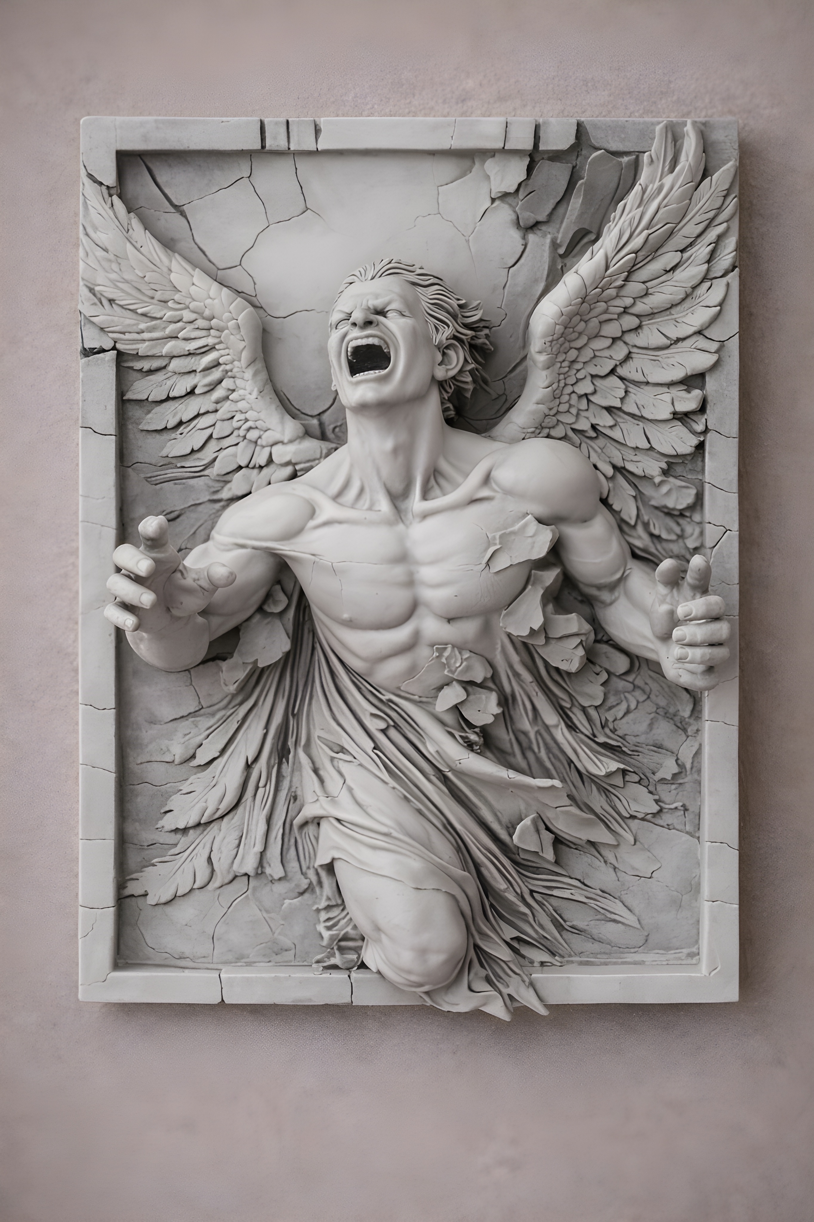 Fallen Angel Relief Sculpture