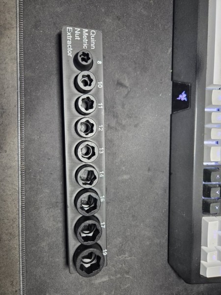 Gridfinity 1x6 Quinn Metric Nut Extractor Holder