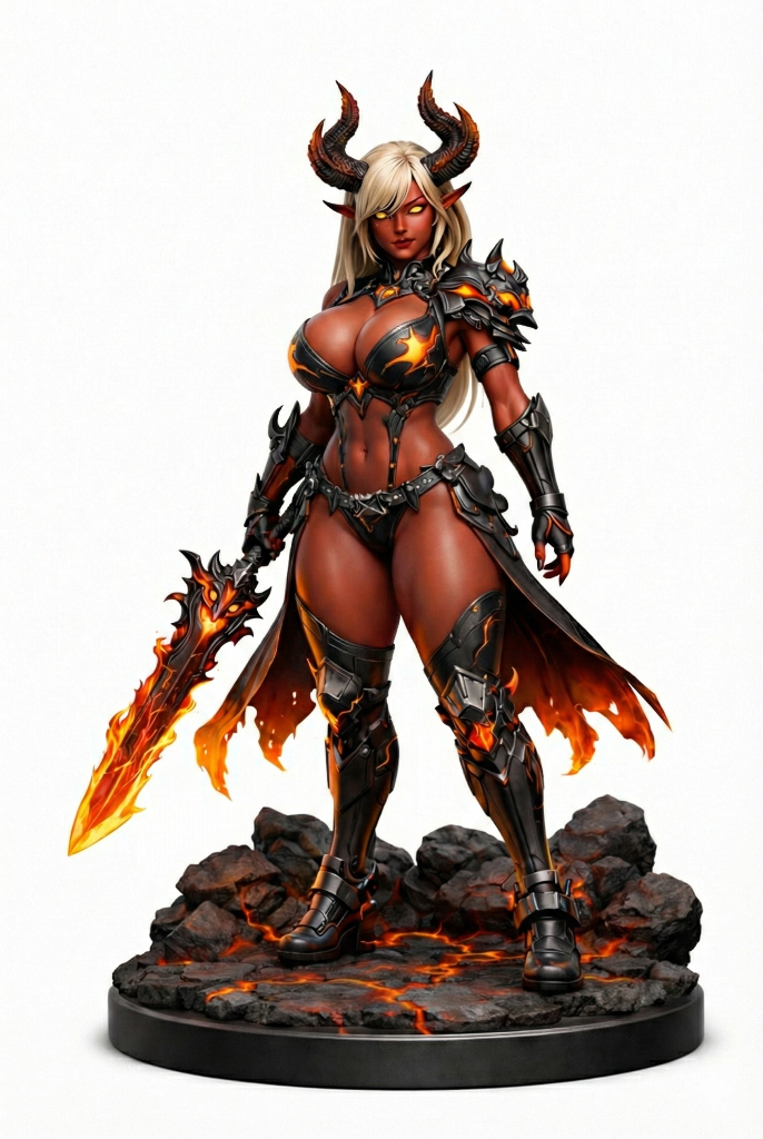 SEXY FEMALE DEAMON FIGURINE WITH BASE