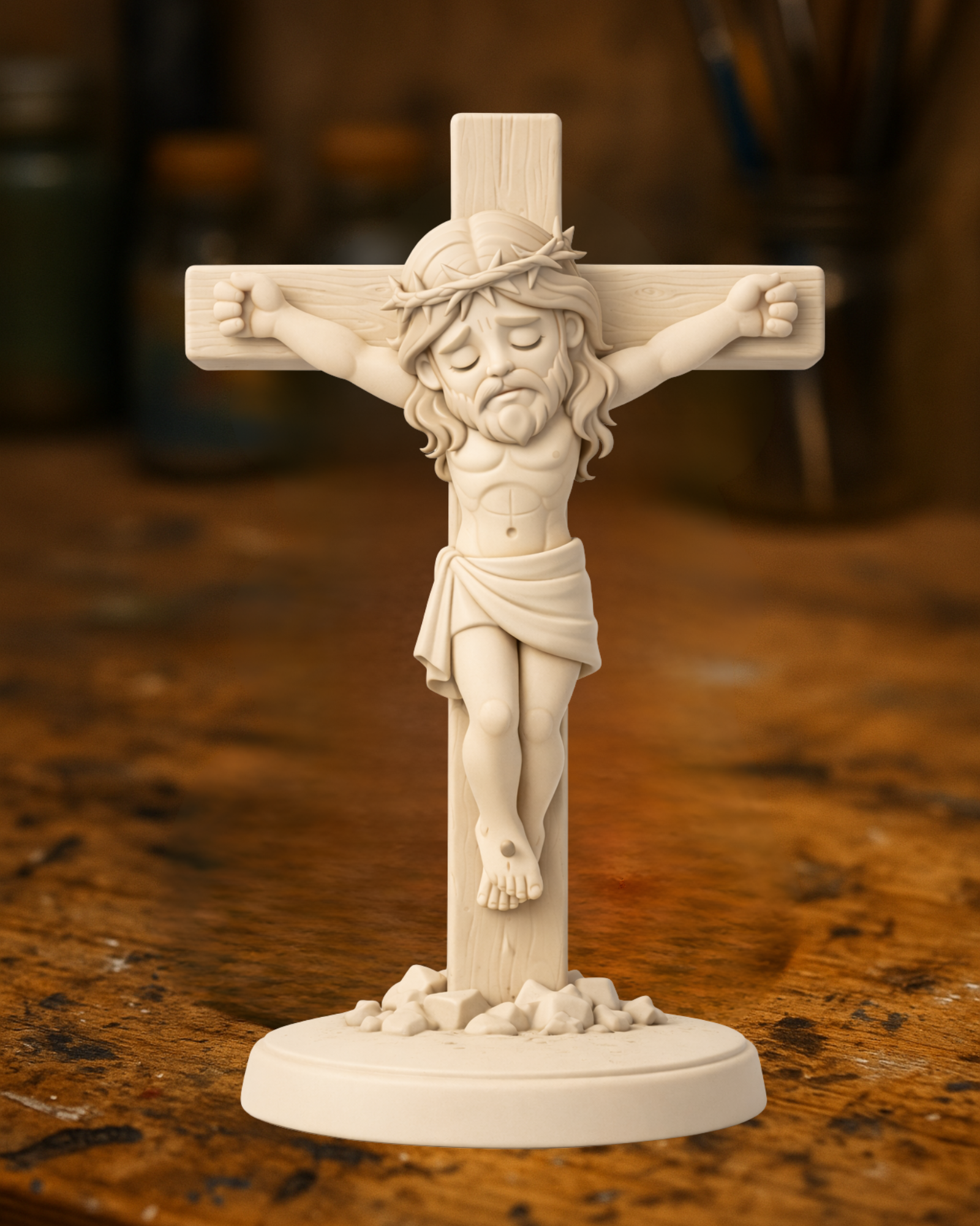 Crucifix of Jesus Christ — Stylized Sacred Sculpture