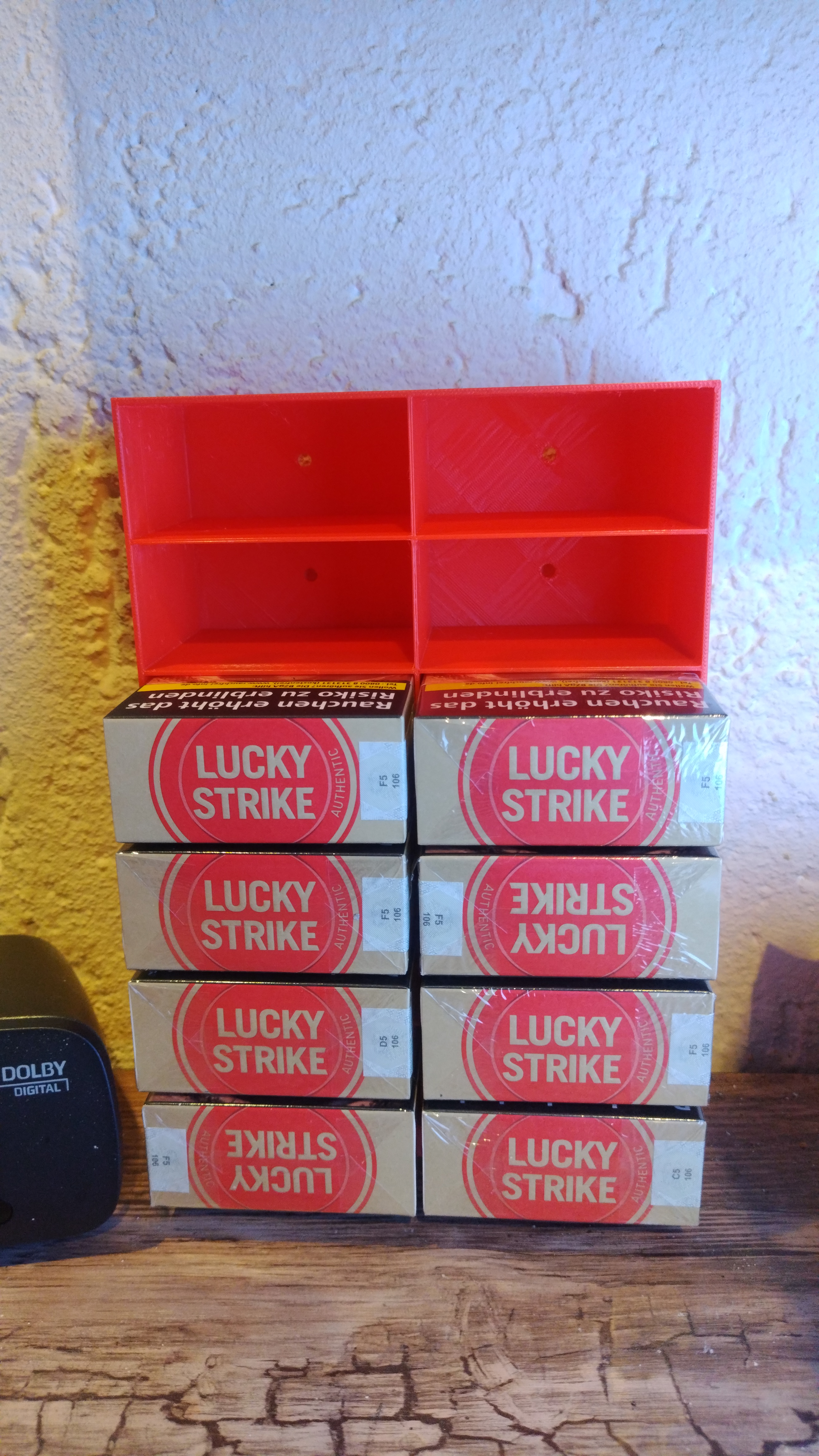 Lucky Strike cigarette box rack