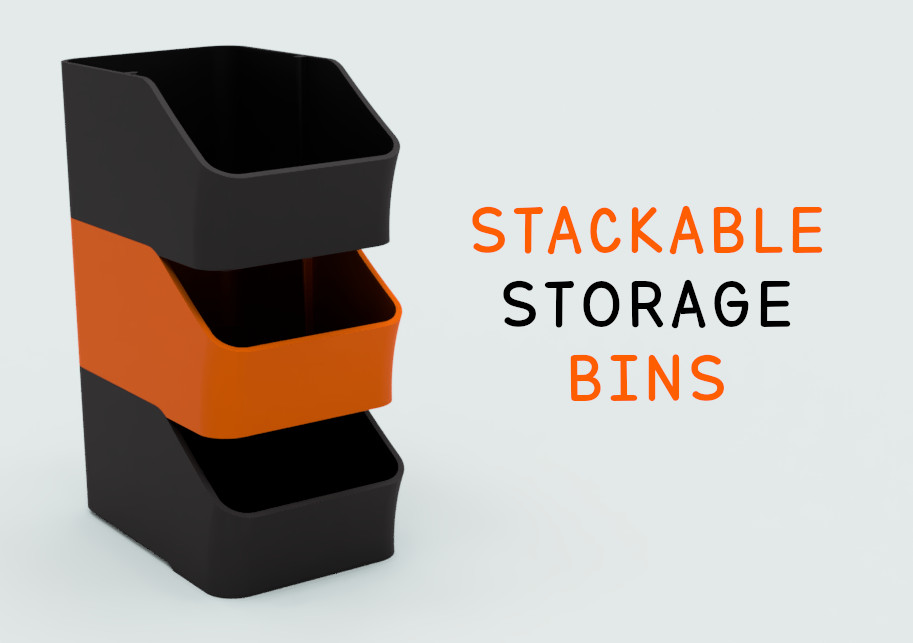 Stackable Storage Bins 3D model thumbnail