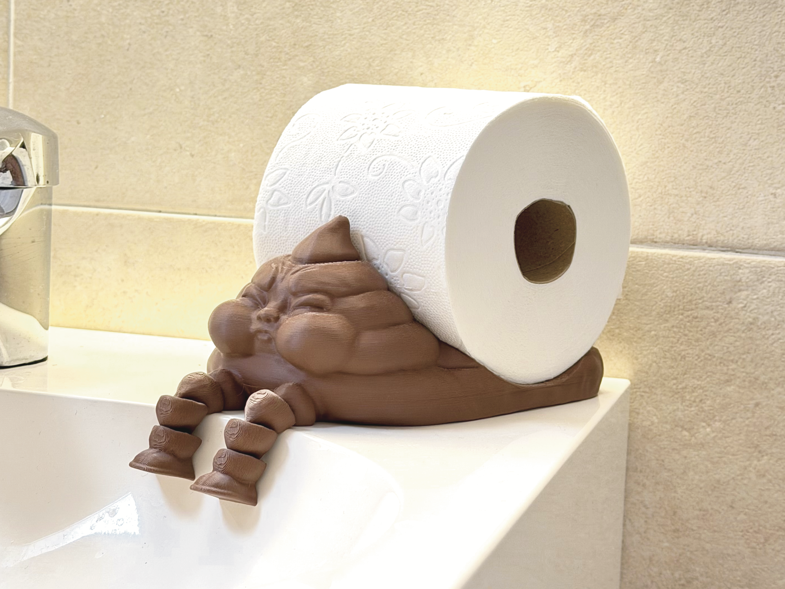 Funny Poop Toilet Paper Holder  Print-in-Place Design