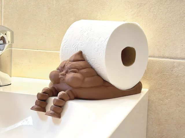 Funny Poop Toilet Paper Holder  Print-in-Place Design