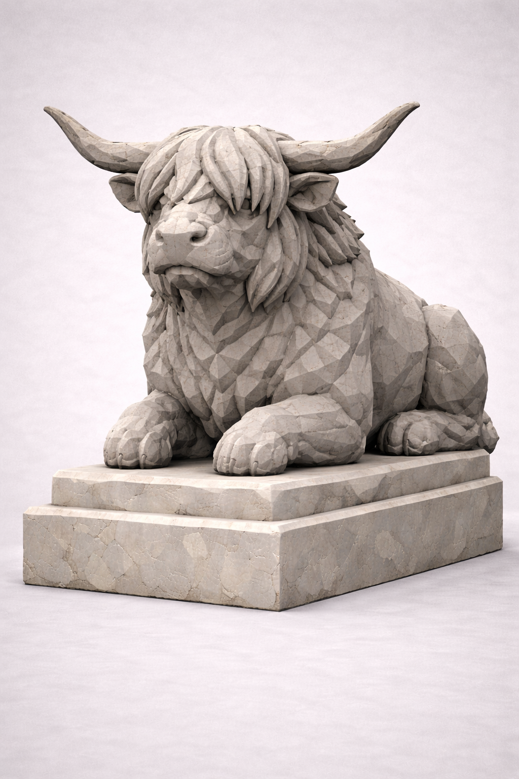 Highland Cow Coo Statue Low Poly