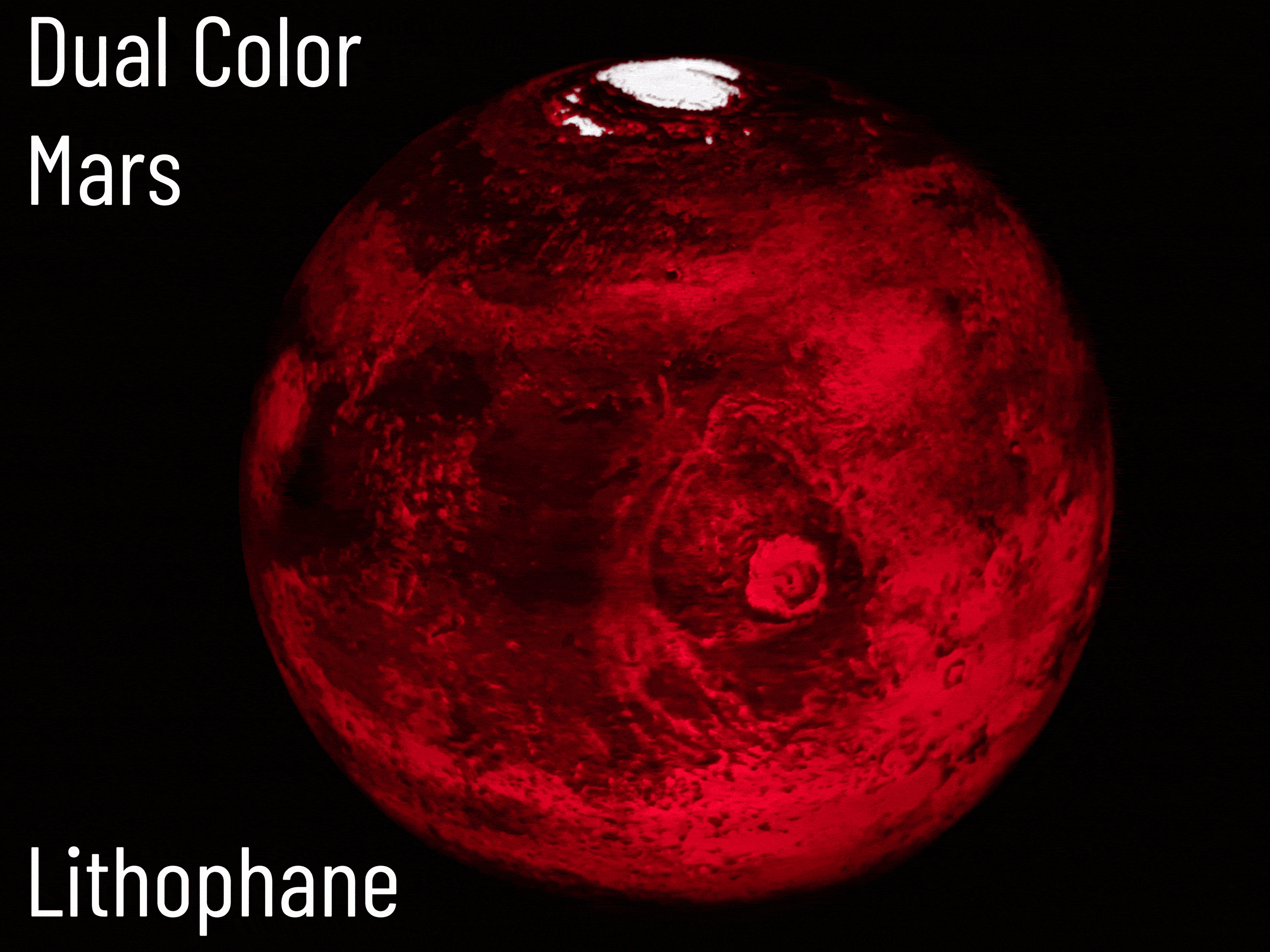 Dual Color Mars Lithophane 3D model thumbnail