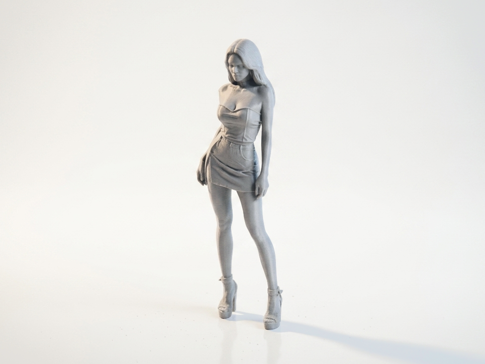 Long Slit Skirt Female Figure 3D Printable