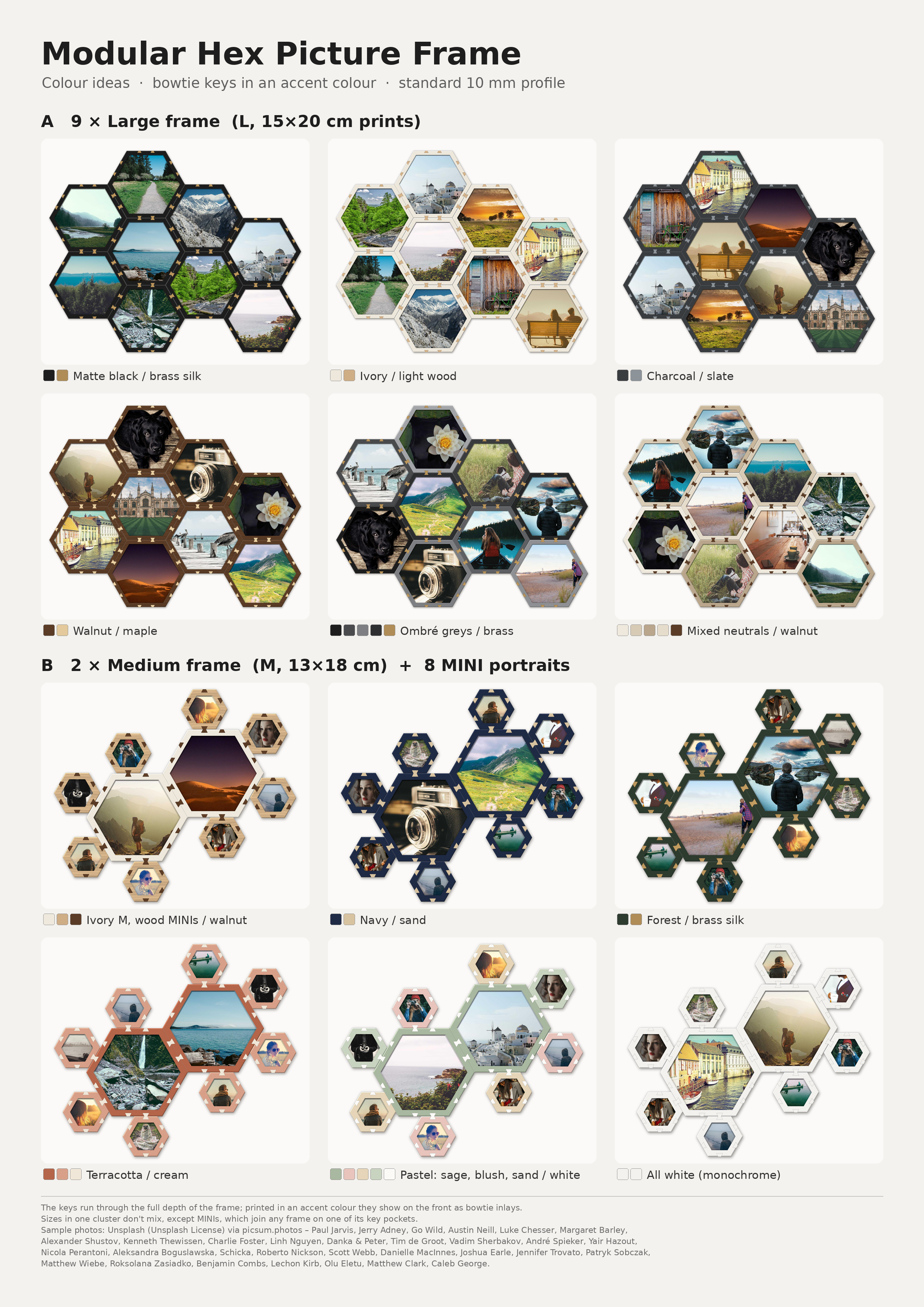 Modular Hex Picture Frame V2 – Honeycomb Photo Wall