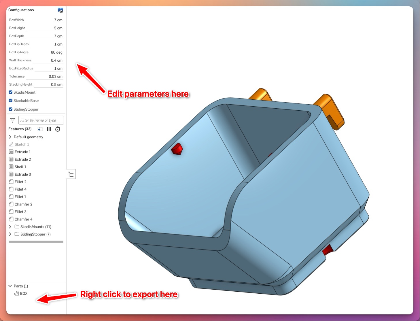 Miniatura 4 do modelo 3D Stackable Bin - parametric