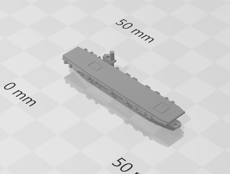 WW2-era US Casablanca Class Escort Aircraft Carrier miniature model (1:3000 Scale). Support-Free Printing!