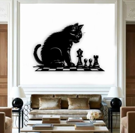 Cat and chess Wall Art