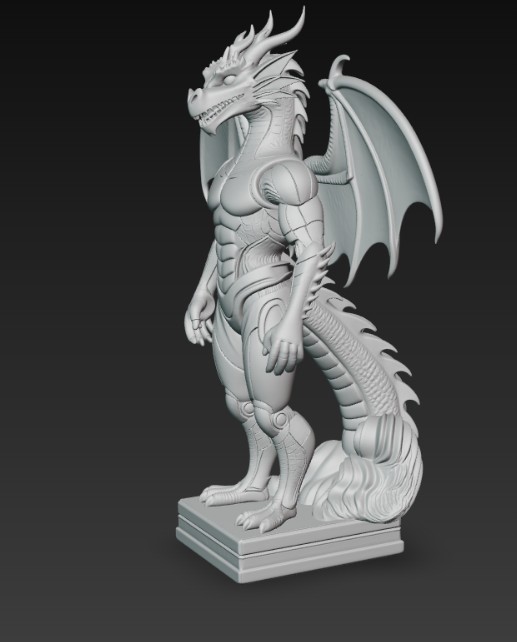 humanoid dragon statue — miniatura 4