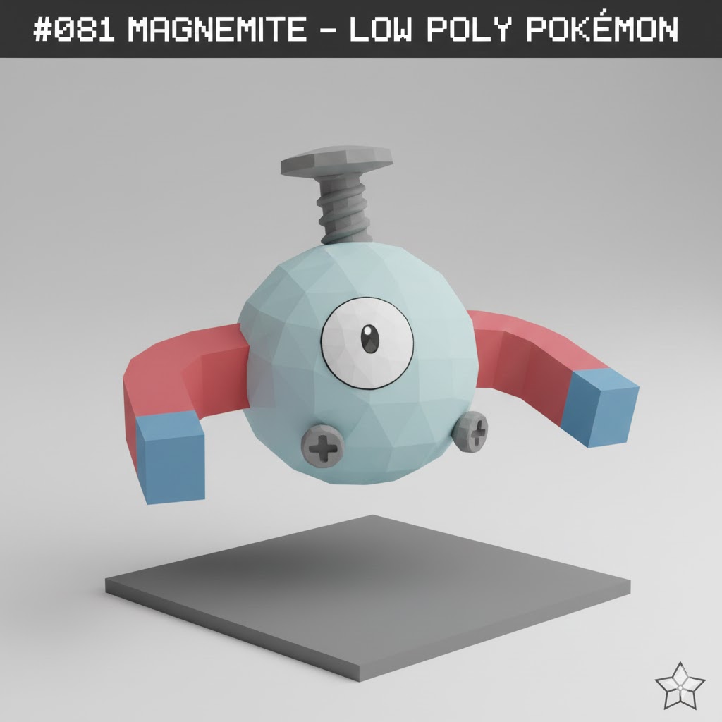#081 Magnemite – Low Poly Pokémon