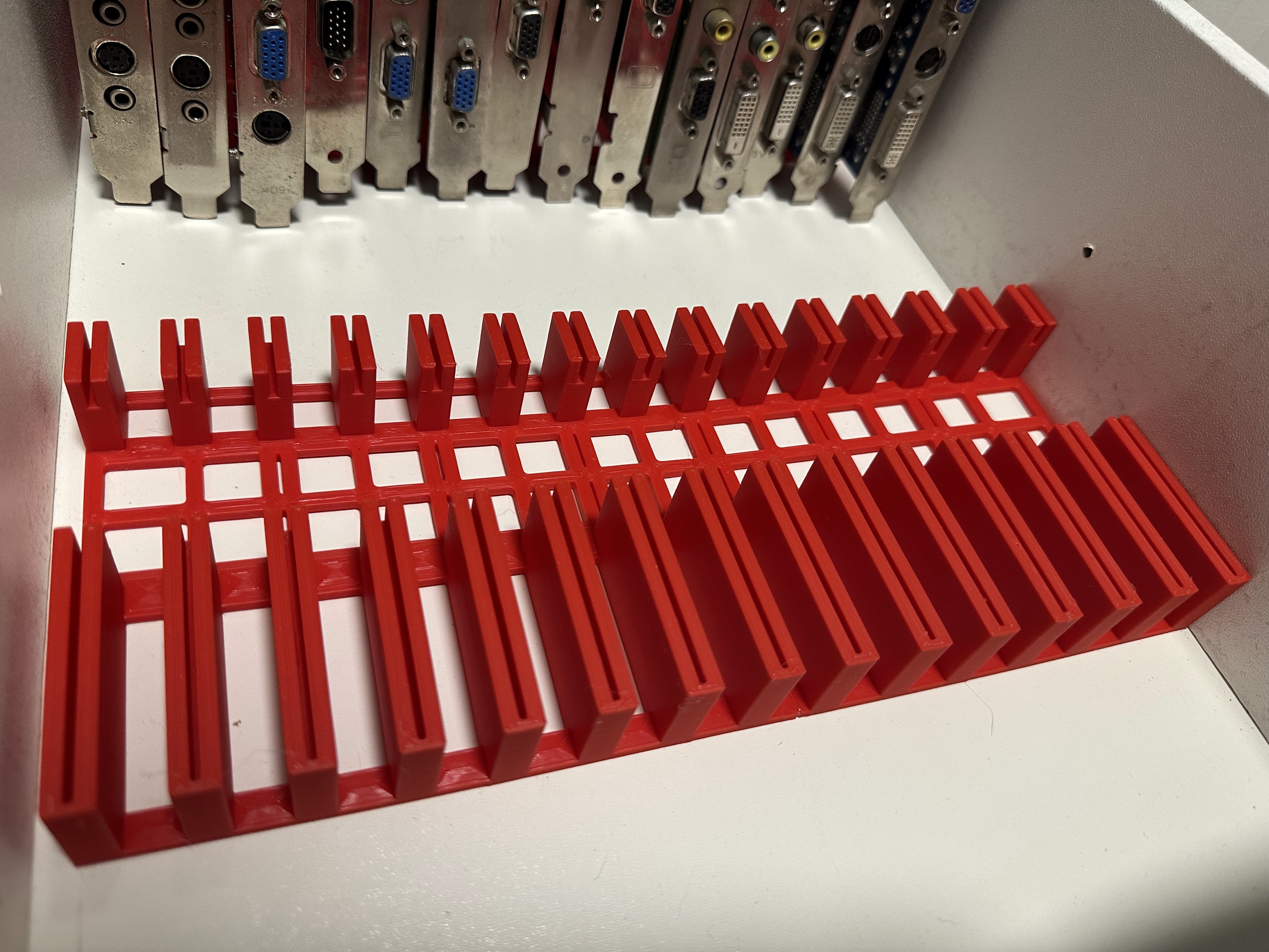 Computer extension card (ISA, PCI, AGP) holder for Ikea ALEX drawers