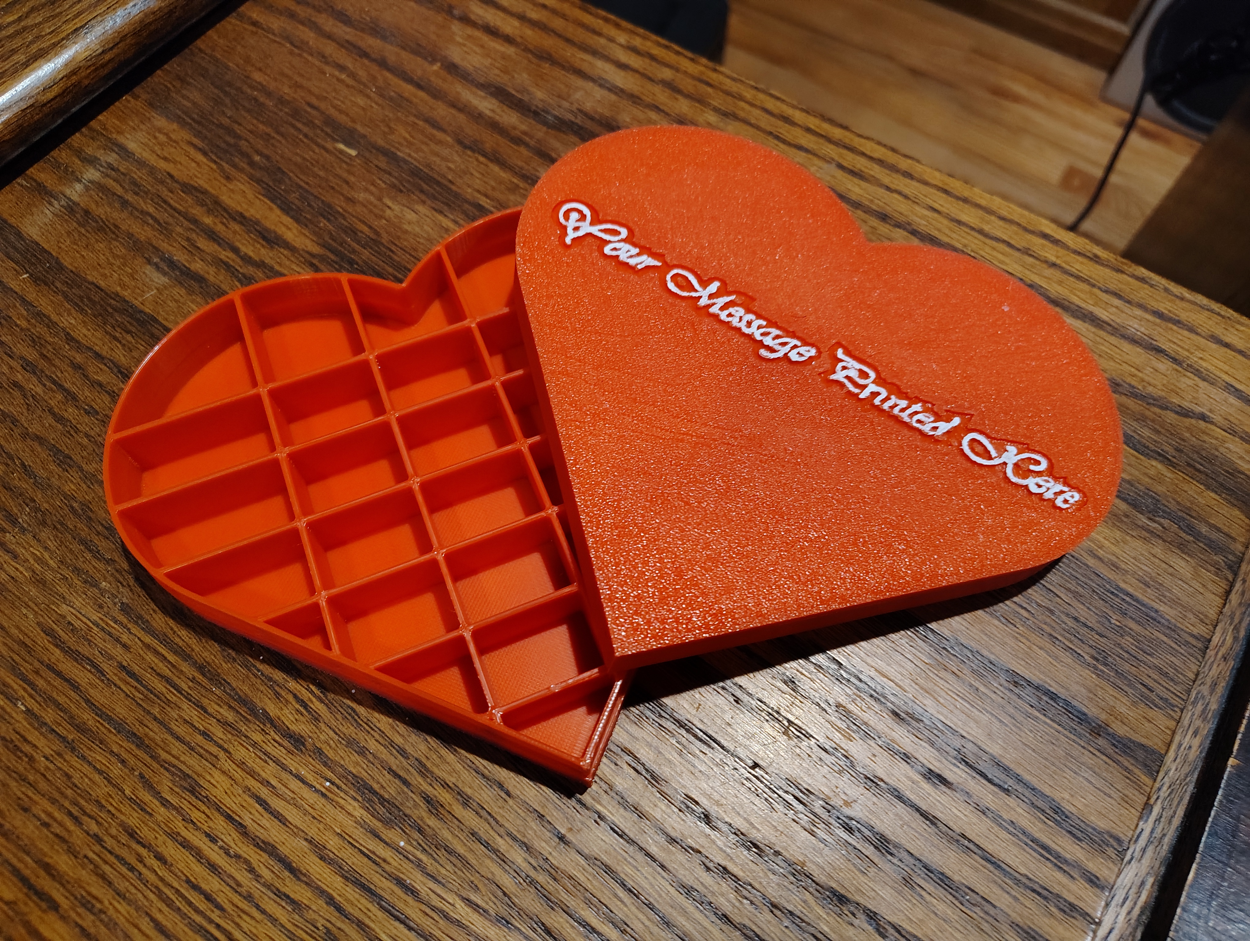Chocolate Box (Ok, earrings) in Openscad with variable sizing of heart and compartments