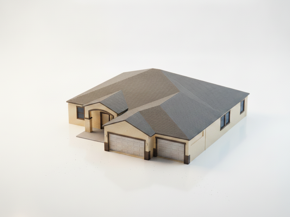 Grey House Building Architecture Model 3D Printable