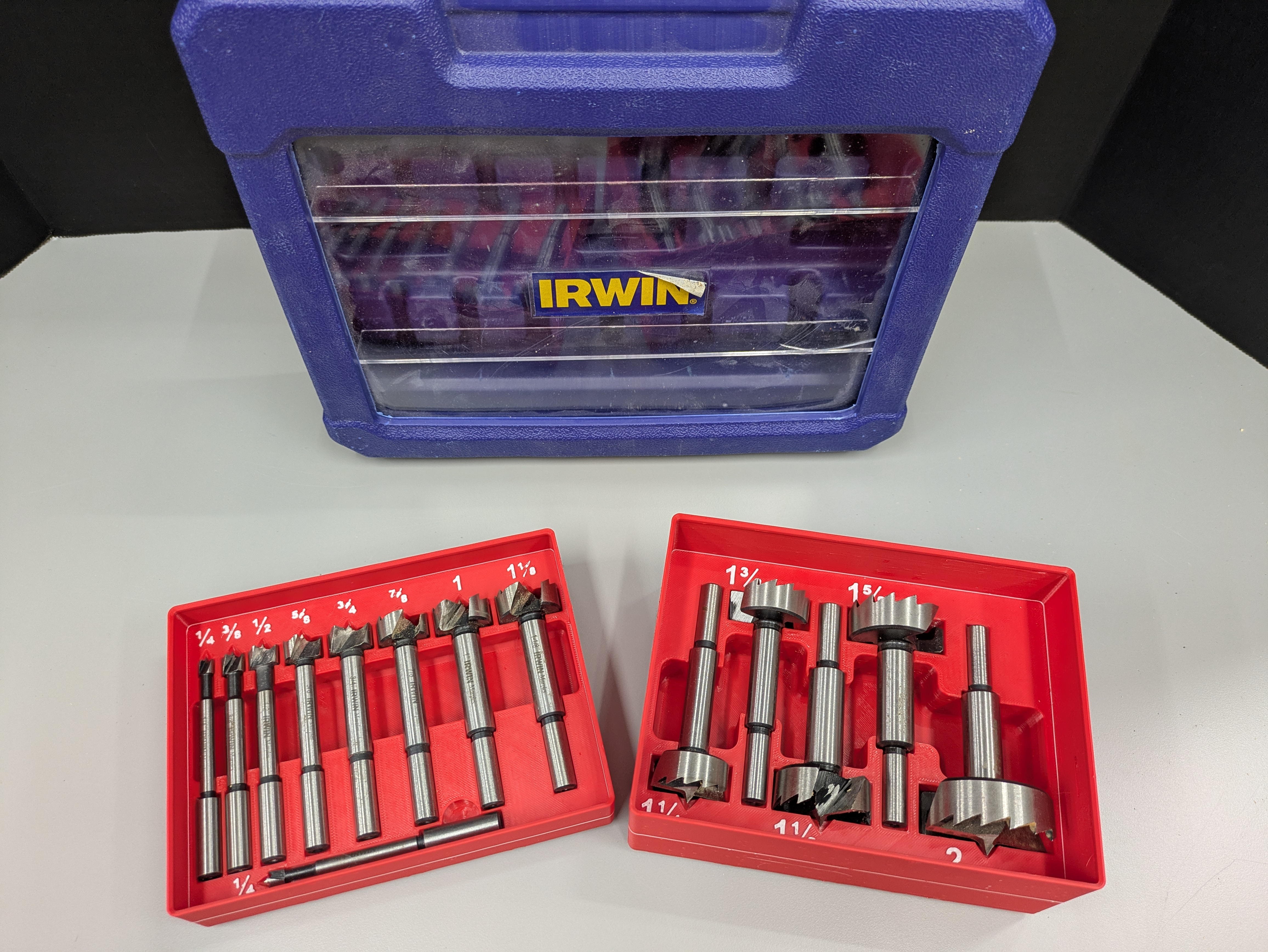 Irwin Forstner drill bit set Gridfinity