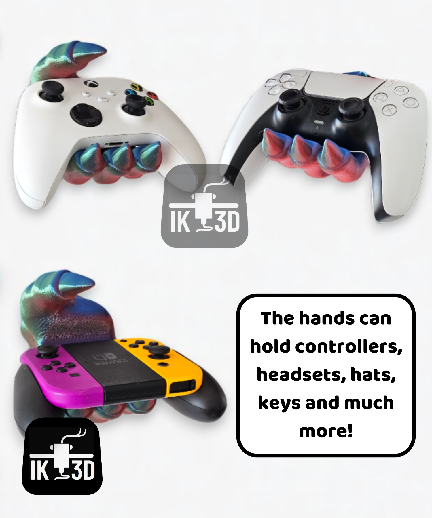 Dragon Head Wall Mounted Holder for Controllers and Headsets / Easy Print — miniatura 5