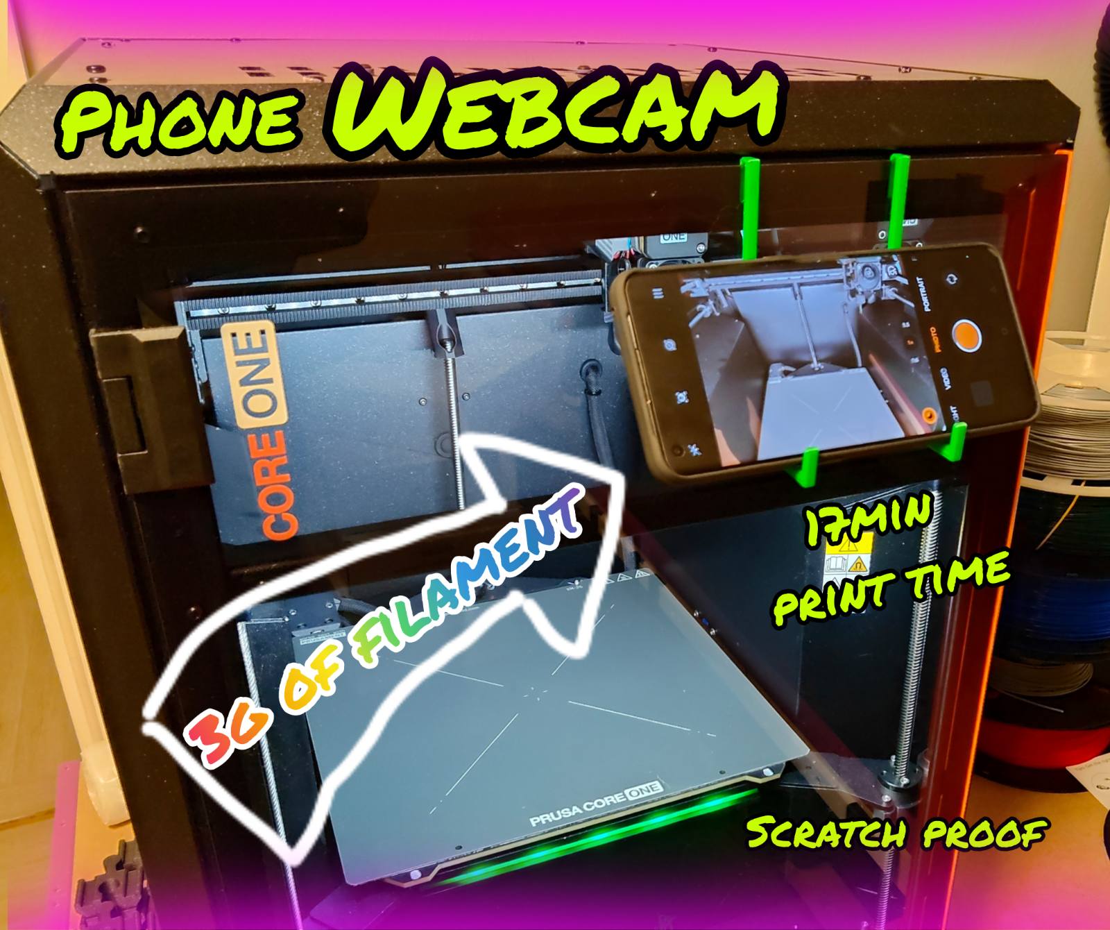 Core ONE Spare Phone Camera Holder for those who don't have buddy3D camera. (See the video)