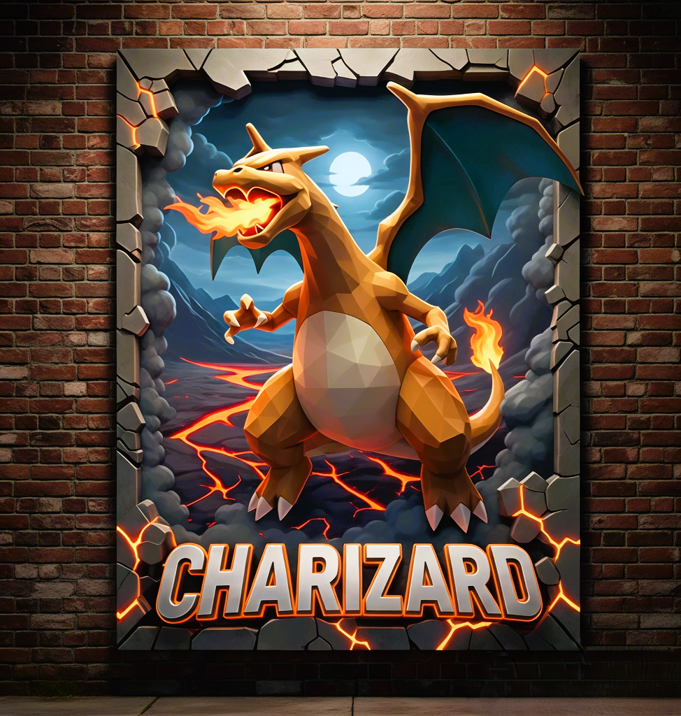 Charizard Poly-Rupture - 3D Poster