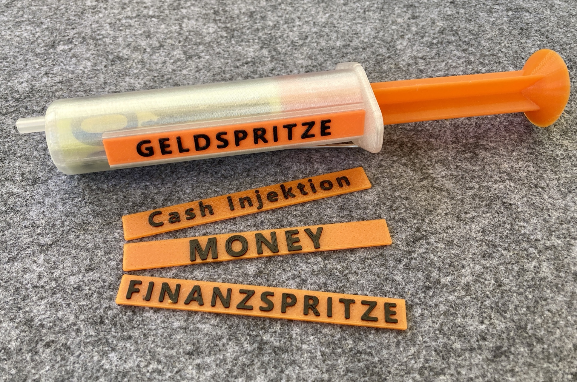 Gutscheinbox / Präsent - Finanzspritze / Money Injection / Cashgift / Moneybox