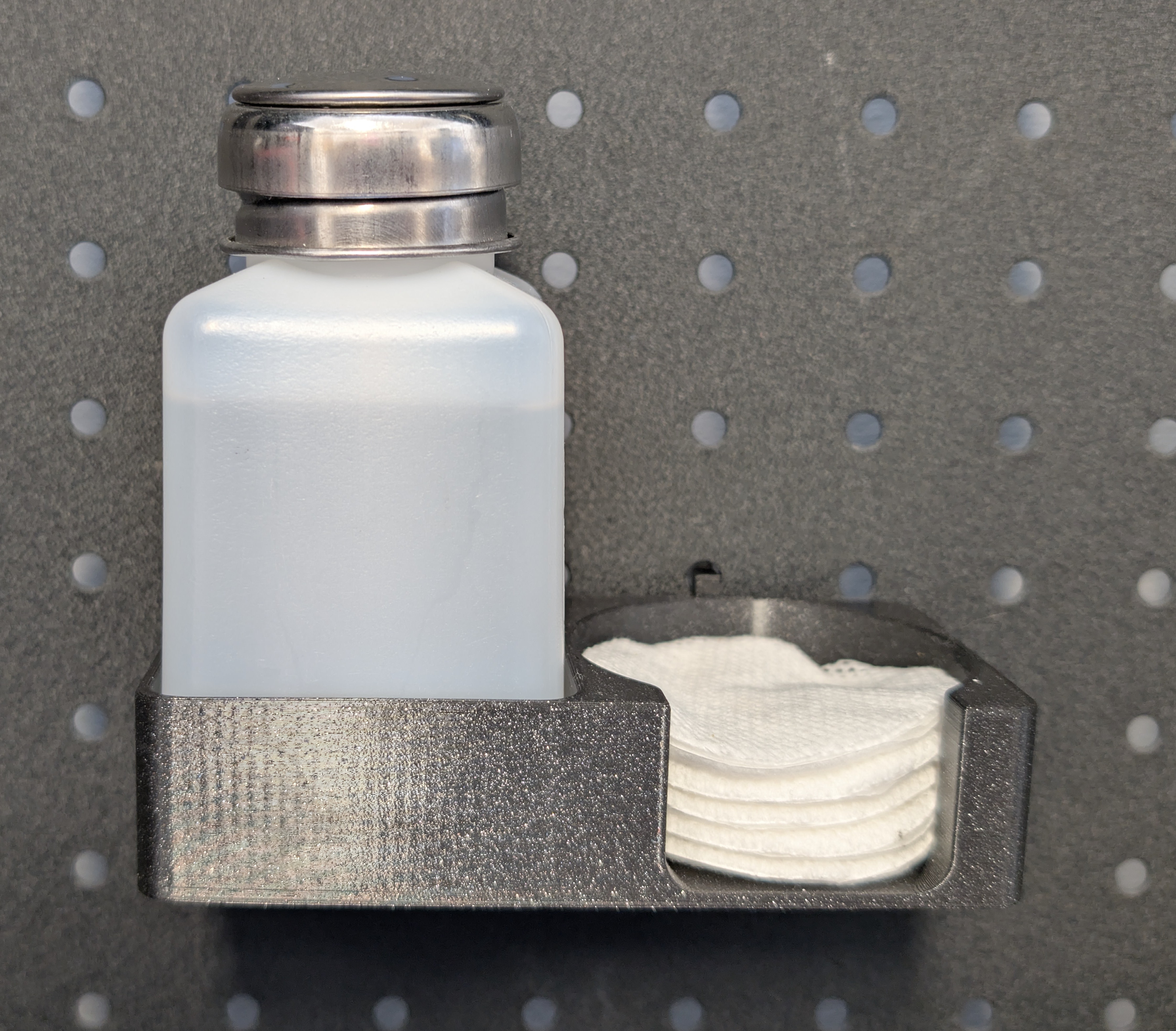 Peg board liquid dispenser / Cotton pad holder