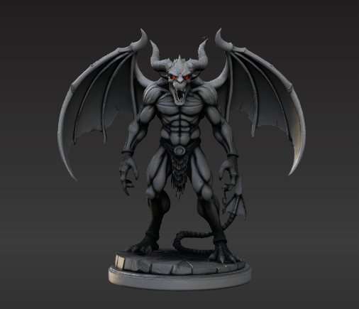 Abyssal Gargoyle Demon Statue - Dark Fantasy Miniature