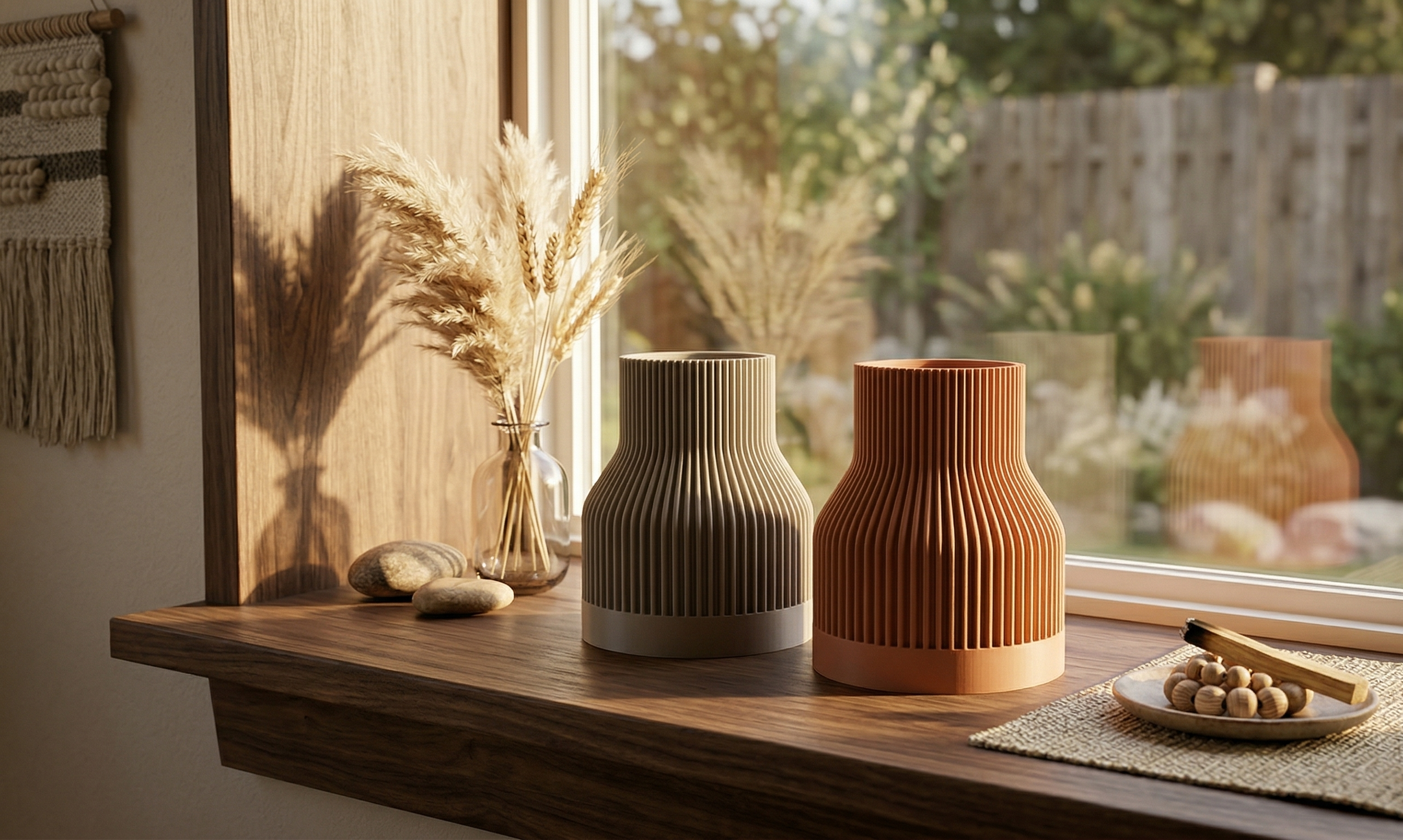 Minimalist Japandi Ribbed Vase Modern Fluted Decor