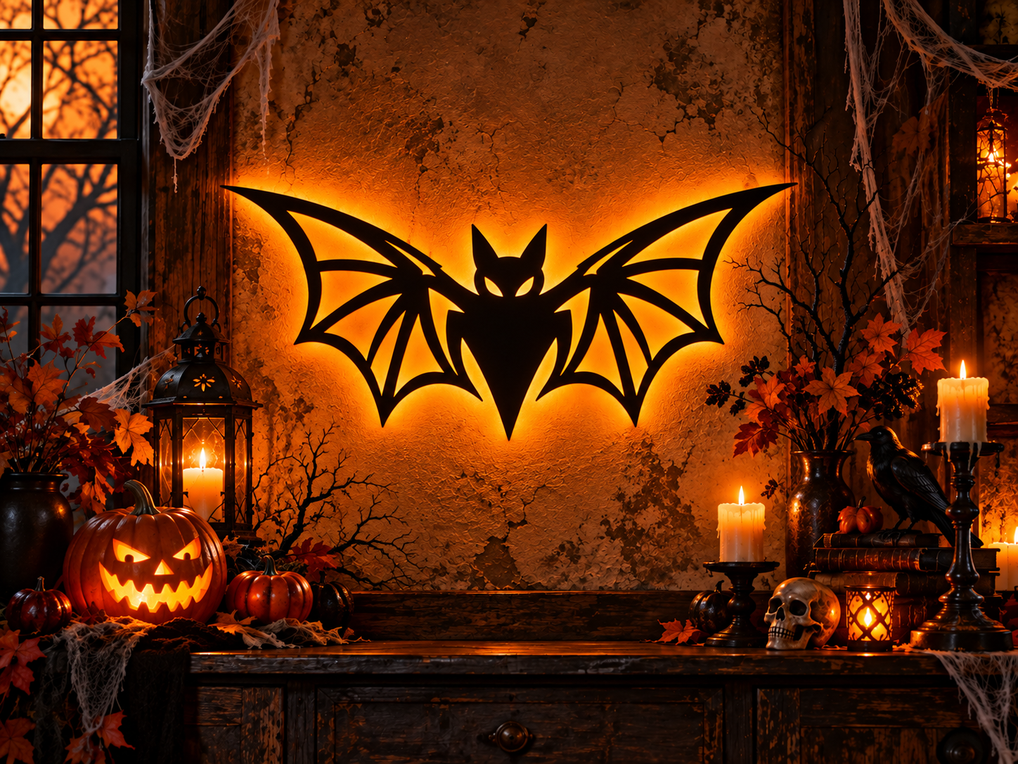 Halloween Bat Wall Art – Spooky Flying Bat Decoration